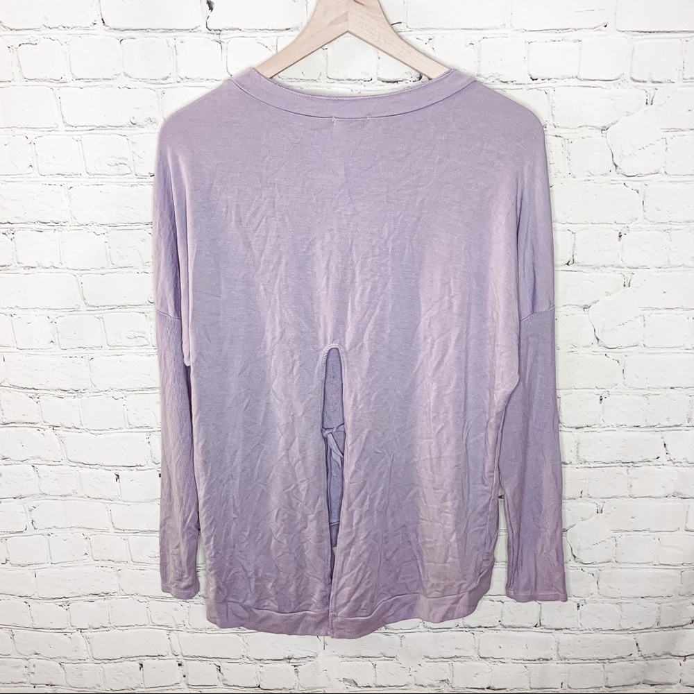 Revolve LAmade High Low Tie Back Long Sleeve Top Lavender Size Small NWT